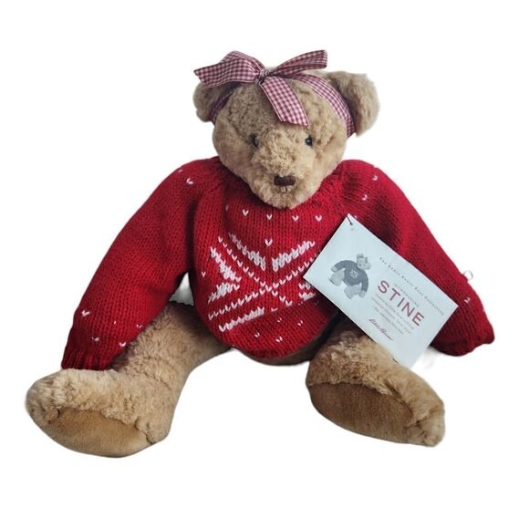 Eddie Bauer Stine Teddy Bear Bunnies by the Bay Red Sweater Plush with Tags - Picture 1 of 10